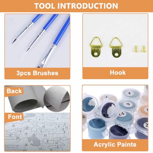 HASTHIP® DIY Oil Painting, 40 * 50CM Paint by Numbers Kits, Painting Kit for Adults and Kids, Unframed Printed Canvas for Home Wall Decor, Style 2 3 PCS HASTHIP® DIY Oil Painting, 40 * 50CM Paint by Numbers Kits, Painting Kit for Adults and Kids, Unframed Printed Canvas for Home Wall Decor, Style 2 3 PCS